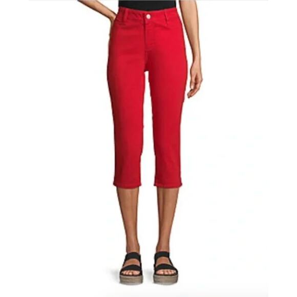 St. John's Bay Denim - 2/$15 St. John's Bay Slim Fit Capri Jeans Red Denim Cropped Petite Size 14P